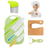 8 PCS Wooden Kids Safe Knives for Real Cooking Include Wood Kids Kitchen Knife Plastic Cutting Board Peeler Potato Slicers Cooking Knives Serrated Edg