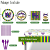 Mardi Gras Party Tableware Set,Mardi Gras Party Supplies Serves 16 Guests Including Paper Plates Napkins Tablecovers Cups Straws Cutlery for New Orlea