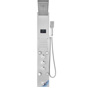 VEVOR Shower Panel System, 6 Shower Modes, LED & Screen Hydroelectricity Shower Panel Tower, Rainfall, Waterfall, 5 Massage Jets, Tub Spout, Handheld