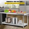 VEVOR Stainless Steel Prep Table, 72 x 30 x 34 Inch, 550lbs Load Capacity Heavy Duty Metal Worktable with Adjustable Undershelf, Commercial Workstatio