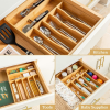 SMIRLY 7-Slot Bamboo Kitchen Drawer Organizer Space Saving Utensil Tray