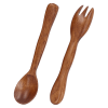 Brrnoo 2 Pcs Wooden Spoon Fork Set Reusable Salad Servers Reusable Kitchen Flatware For Home Travel,Wooden Spoon Fork Set