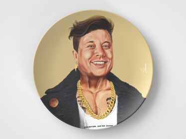 Elon Musk // 10" Round Plate // Tech Gift Idea (Set: Set of 4)