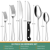 24 Piece Flatware Set for 4, TINANA Stainless Steel Flatware Set, Mirror Polished Cutlery Utensil Set, Durable Home Kitchen Eating Tableware Set, Fork